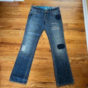 EUC Armani Exchange Bootcut Jeans Women‎ 4 Distressed Streetwear Floral Y2K